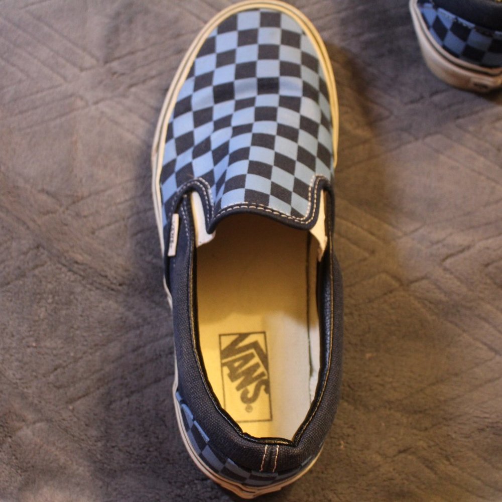 Blue Checkerboard Slip-On Vans - Picture 5 of 8